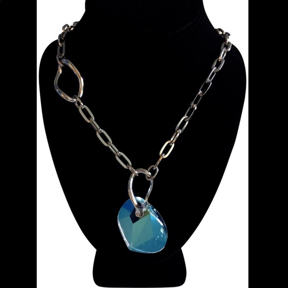 Swarovski Jewelry - Swarovski Turquoise Large Crystal Pendant Necklace NIB